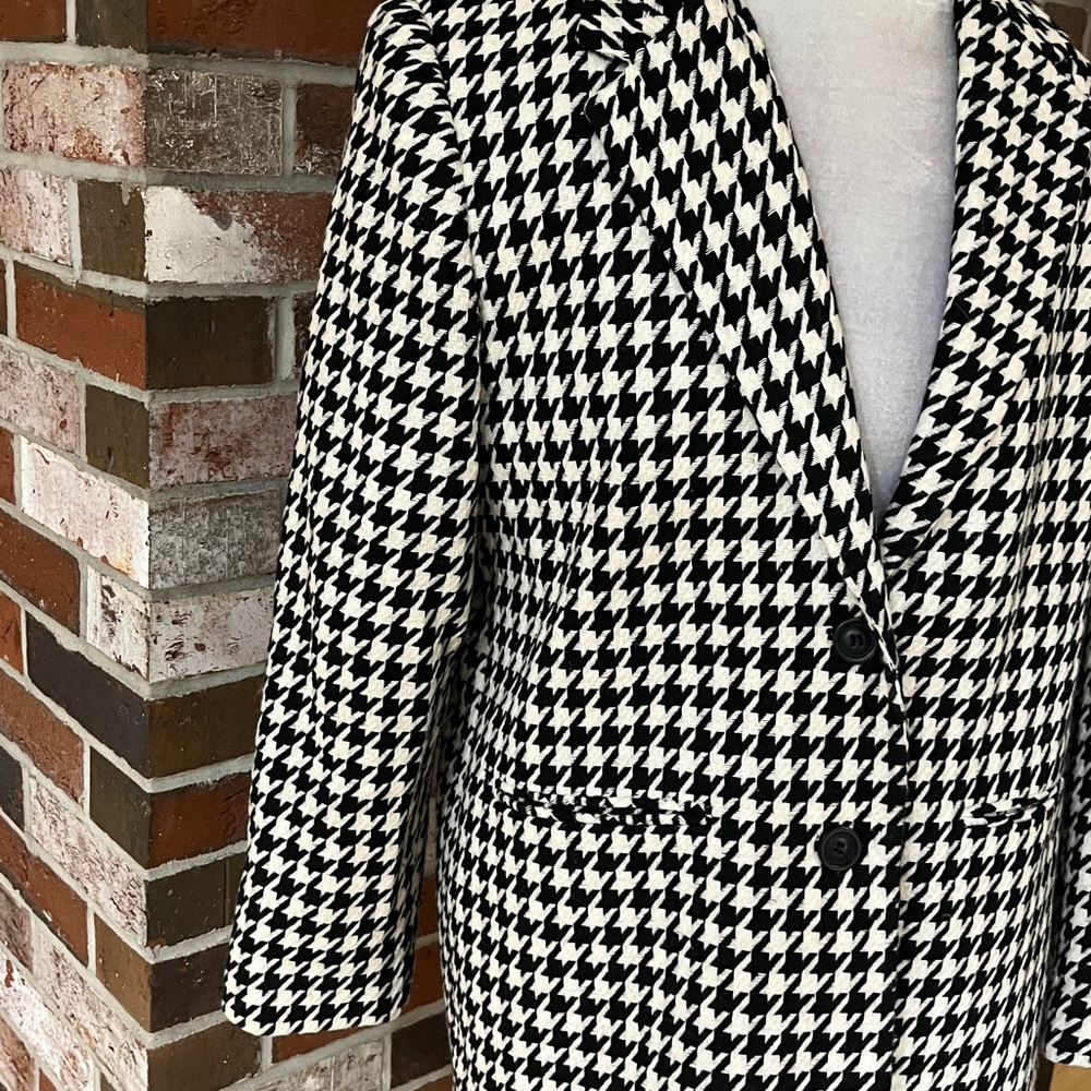 REQUIREMENTS Black & White Wool Houndstooth Vintage Coat Size 8 NWOT - Picture 4 of 10
